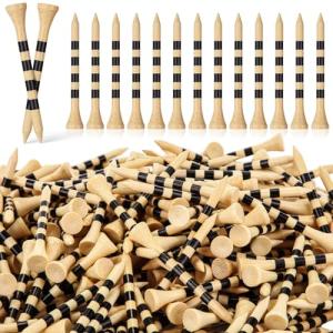 Mudder 600 Pack Golf Tees Bulk Wooden Golf Tees Wood for Men Balls Accessories (2-3/4 Inch,Black, Wood Color)