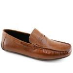 MJNY Mens Casual Comfortable Genuine Leather Lightweight Driving Moccasins Classic Fashion Penny Loafer Slip On Breathable Driving Loafer Cognac Grainy 9.5