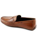 MJNY Mens Casual Comfortable Genuine Leather Lightweight Driving Moccasins Classic Fashion Penny Loafer Slip On Breathable Driving Loafer Cognac Grainy 9.5