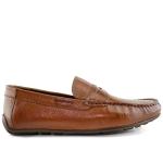 MJNY Mens Casual Comfortable Genuine Leather Lightweight Driving Moccasins Classic Fashion Penny Loafer Slip On Breathable Driving Loafer Cognac Grainy 9.5