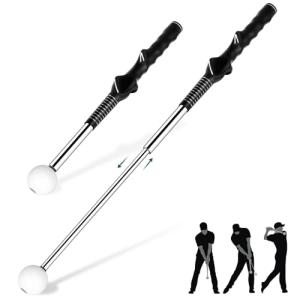 KALAUTO Telescopic Club, Retractable Golf Swing Training Aid with Golf Grip Trainer,Impact Swing Practice & Golf Swing Trainer for Warm-up/Indoor Practice/Strength&Tempo Training (Right-Handed Black)