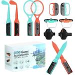 Sports Accessories Bundle, 18 in 1 Family Pack for Nintendo Switch 2 (2025) – Golf Clubs, Tennis Rackets, Sword Grips, Bowling Ball Grips, Wrist & Leg Straps for Sports Games