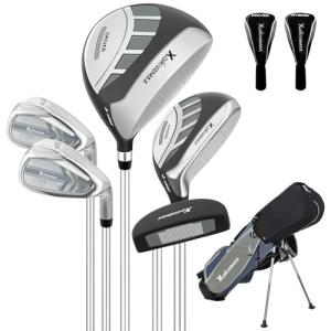 XDriveMax 6 Pieces Kids Golf Club Set, Junior Golf Club Set Ages 12-14 Includes Stand Bag, 1# Drive, 5# Hybrid, 6/7#, 9/P# Irons and Putter Right Hand for Boys Girls
