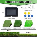 Golf Hitting Mats Training Equipment, Golf Practice Mat with Instant Swing Path Feedback, 3 Replaceable Golf Training Mats with No-Slip Heavy Duty Rubber Base