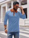COOFANDY Men's Long Sleeve Polo Shirts Rugby Shirt Golf Tee Shirts Casual T Shirts Blue