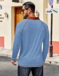 COOFANDY Men's Long Sleeve Polo Shirts Rugby Shirt Golf Tee Shirts Casual T Shirts Blue