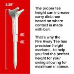 FIRE AWAY Premium Golf Tees, Reduced Ball Spin, Less Friction & Precision Height Markers for Perfect Trajectory, Made of Special Unbreakable Advanced Composite Blend (White, Pack of 12)