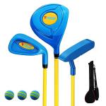 PGM Children's Golf Club Set - Can Hit Real Balls, 3 Pieces Clubs Includes Wood, Iron, and Putter, Great for Beginner Boys and Girls, Instructional Training Set