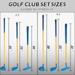 PGM Children's Golf Club Set - Can Hit Real Balls, 3 Pieces Clubs Includes Wood, Iron, and Putter, Great for Beginner Boys and Girls, Instructional Training Set