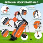 XDriveMax 5 Pieces Kids Golf Club Set, Junior Golf Club Set Ages 5-8 Includes Stand Bag, 5# Hybrid, 6/7#, 9/P# Irons and Putter Right Hand for Boys Girls