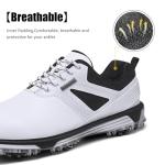 ULTIANT Men's Golf Shoes Fixed Nailless Sole Waterproof Lightweight No-Slip Walking Shoes Size7.5-14(White,45)