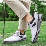 ULTIANT Men's Golf Shoes Fixed Nailless Sole Waterproof Lightweight No-Slip Walking Shoes Size7.5-14(White,45)