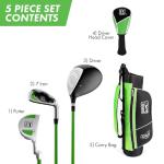 PGA TOUR G1 Series Kids Green Golf Club Set with 3 Clubs, Golf Bag & 5 Total Pieces | Golf Clubs and Sets for Heights 3'6" - 4'1" | Complete Youth Golf Clubs Ages 3-5 by Golfgen