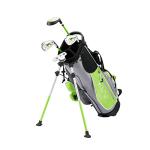 KVV Junior Complete Golf Club Set for Kids/Children Right Hand, 5-7 Years Old 4-Piece Set Includes 4# Hybrid, 7# & 9# Irons, Putter, Head Cover and Portable Golf Stand Bag(Lime 5-7)