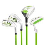 KVV Junior Complete Golf Club Set for Kids/Children Right Hand, 5-7 Years Old 4-Piece Set Includes 4# Hybrid, 7# & 9# Irons, Putter, Head Cover and Portable Golf Stand Bag(Lime 5-7)