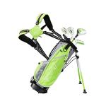 KVV Junior Complete Golf Club Set for Kids/Children Right Hand, 5-7 Years Old 4-Piece Set Includes 4# Hybrid, 7# & 9# Irons, Putter, Head Cover and Portable Golf Stand Bag(Lime 5-7)