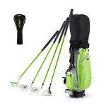 KVV Junior Complete Golf Club Set for Kids/Children Right Hand, 5-7 Years Old 4-Piece Set Includes 4# Hybrid, 7# & 9# Irons, Putter, Head Cover and Portable Golf Stand Bag(Lime 5-7)