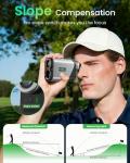 ZELTRI Rangefinder Golf with Slope Indicator Light-1312 Yards Laser Range Finder, 7X Magnification, 0.1s Flag Pin Locking Vibration, Rechargeable, Accessories for Golf