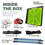 6-in-1 Golf Training Aid w/Divot Board, Golf Grip Trainer, Swing Trainer, Alignment Sticks | Golf Accessories for Men & Women | Hitting Mat Practice Indoor & Outdoor