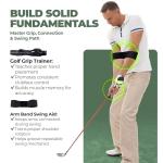 6-in-1 Golf Training Aid w/Divot Board, Golf Grip Trainer, Swing Trainer, Alignment Sticks | Golf Accessories for Men & Women | Hitting Mat Practice Indoor & Outdoor