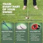 6-in-1 Golf Training Aid w/Divot Board, Golf Grip Trainer, Swing Trainer, Alignment Sticks | Golf Accessories for Men & Women | Hitting Mat Practice Indoor & Outdoor