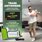 6-in-1 Golf Training Aid w/Divot Board, Golf Grip Trainer, Swing Trainer, Alignment Sticks | Golf Accessories for Men & Women | Hitting Mat Practice Indoor & Outdoor