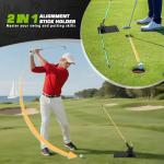 Giltiil Pro Golf Alignment Sticks Holder – Adjustable Swing Plane Trainer with Weighted Base | Angle Plate Golf Training Aid for Swing Path, Putting & Aiming (Precise Scale Adjustment)