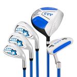 KVV Junior Complete Golf Club Set for Kids/Children Right Hand, 5-Piece Set Includes Oversize Driver, S#，7# & 9# Irons, Putter, Head Cover, Golf Stand Bag(Blue 11-13)