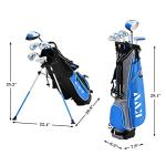 KVV Junior Complete Golf Club Set for Kids/Children Right Hand, 5-Piece Set Includes Oversize Driver, S#，7# & 9# Irons, Putter, Head Cover, Golf Stand Bag(Blue 11-13)