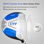 KVV Junior Complete Golf Club Set for Kids/Children Right Hand, 5-Piece Set Includes Oversize Driver, S#，7# & 9# Irons, Putter, Head Cover, Golf Stand Bag(Blue 11-13)