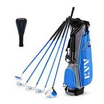 KVV Junior Complete Golf Club Set for Kids/Children Right Hand, 5-Piece Set Includes Oversize Driver, S#，7# & 9# Irons, Putter, Head Cover, Golf Stand Bag(Blue 11-13)