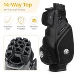 Shopsource Golf Cart Bag, 14 Way Top Golf Bag with Full-Length Dividers, Cart Bags for Men Women, Golf Club Bags with Ergonomic Padded Strap, Zippered Pockets, Rain Hood Grey and Black