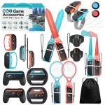 Switch 2 Sports Accessories, Wodbymat 25 in 1 Sports Bundle for Nintendo Switch 2 with 2 Tennis accessories 2 Grip Handle 2 Steering Wheels 2 Bowling ball grip 2 Sword accessory Shared 2 grip 2 Golf accessories 2 Binding tape 2 Wrist strap 2 Lanyard times 2 Lanyard grip 2 Rocker cap 1 Storage bag