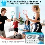 Switch 2 Sports Accessories, Wodbymat 25 in 1 Sports Bundle for Nintendo Switch 2 with 2 Tennis accessories 2 Grip Handle 2 Steering Wheels 2 Bowling ball grip 2 Sword accessory Shared 2 grip 2 Golf accessories 2 Binding tape 2 Wrist strap 2 Lanyard times 2 Lanyard grip 2 Rocker cap 1 Storage bag