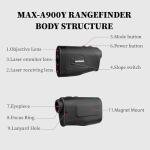 AILEMON 900 Yards Range Finder Golf Rangefinder with Slope Switch, 6X Magnification Laser Rangefinders, Slope Measurement, Magnetic Strip, Flag Pole Locking with Pulse Vibration (Black)