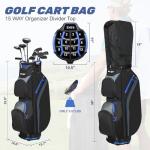 Beutyal Cart Golf Bag 15 Way Organizer Divider Top Golf Club Bags Lightweight Golf Cart Bags for Men Women with Cooler, Rain Cover