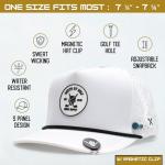 BRIMZ Golf Performance Hat - Breathable Sweat & Water Resistant Golfing Snapback Cap with Tee Holder & Magnetic Ball Marker (White)