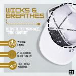 BRIMZ Golf Performance Hat - Breathable Sweat & Water Resistant Golfing Snapback Cap with Tee Holder & Magnetic Ball Marker (White)