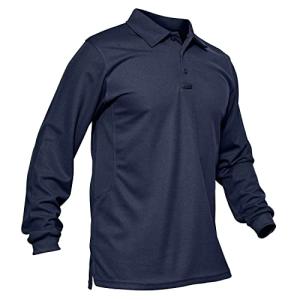 MAGCOMSEN Men's Polo Shirt Long Sleeve Colleared Tactical Military T-Shirts Golf Fishing Casual Work Quick Dry Shirt Navy