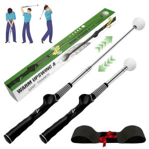 AKGGBOOOM Retractable Golf Swing Trainer with Arm Band,Click Stick Golf Trainer, Right-Handed Training Aid Chipping and Hitting,Portable Indoor/Outdoor Practice (Gifts for Golfers)