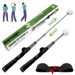 AKGGBOOOM Retractable Golf Swing Trainer with Arm Band,Click Stick Golf Trainer, Right-Handed Training Aid Chipping and Hitting,Portable Indoor/Outdoor Practice (Gifts for Golfers)