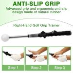 AKGGBOOOM Retractable Golf Swing Trainer with Arm Band,Click Stick Golf Trainer, Right-Handed Training Aid Chipping and Hitting,Portable Indoor/Outdoor Practice (Gifts for Golfers)