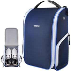 YOREPEK Golf Shoe Bag, with 3 Pockets for Socks, Gloves, Tees, Balls, Brush, Designed with a Buckle Top Carry Handle, Zippered Sport Shoe Carrier Bags with Ventilation, Golf Gifts for Men Unique,Blue