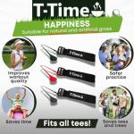 T-Time® Golf Tee Anchor Leash – US Patented Design – for Driving Range & Simulator Practice, New 2025 Improved Indoor/Outdoor Model, 1 Strap + 3 Silicone Strings (Pink, Green, Grey)