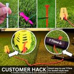 T-Time® Golf Tee Anchor Leash – US Patented Design – for Driving Range & Simulator Practice, New 2025 Improved Indoor/Outdoor Model, 1 Strap + 3 Silicone Strings (Pink, Green, Grey)