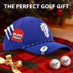 NJF Golf™ Hats Men – Breathable Golf Caps for Men with Tee Holder & Clip-On Magnetic Ball Marker, Lightweight Adjustable Rope Mens Cap, Snapback Mens Caps, Moisture-Wicking Golfing Gear, Navy Blue