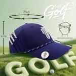 NJF Golf™ Hats Men – Breathable Golf Caps for Men with Tee Holder & Clip-On Magnetic Ball Marker, Lightweight Adjustable Rope Mens Cap, Snapback Mens Caps, Moisture-Wicking Golfing Gear, Navy Blue