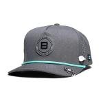 BRIMZ Golf Performance Hat - Breathable Sweat & Water Resistant Golfing Snapback Cap with Tee Holder & Magnetic Ball Marker (Heather Grey - Cyan)