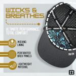 BRIMZ Golf Performance Hat - Breathable Sweat & Water Resistant Golfing Snapback Cap with Tee Holder & Magnetic Ball Marker (Heather Grey - Cyan)