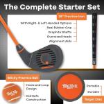 GOLFGEN | PGA TOUR Tee-Up 3-Piece Set, Medium, Orange, Left Handed, Use for Indoor/Outdoor Practice, Junior Golf Training Set, Training Clubs